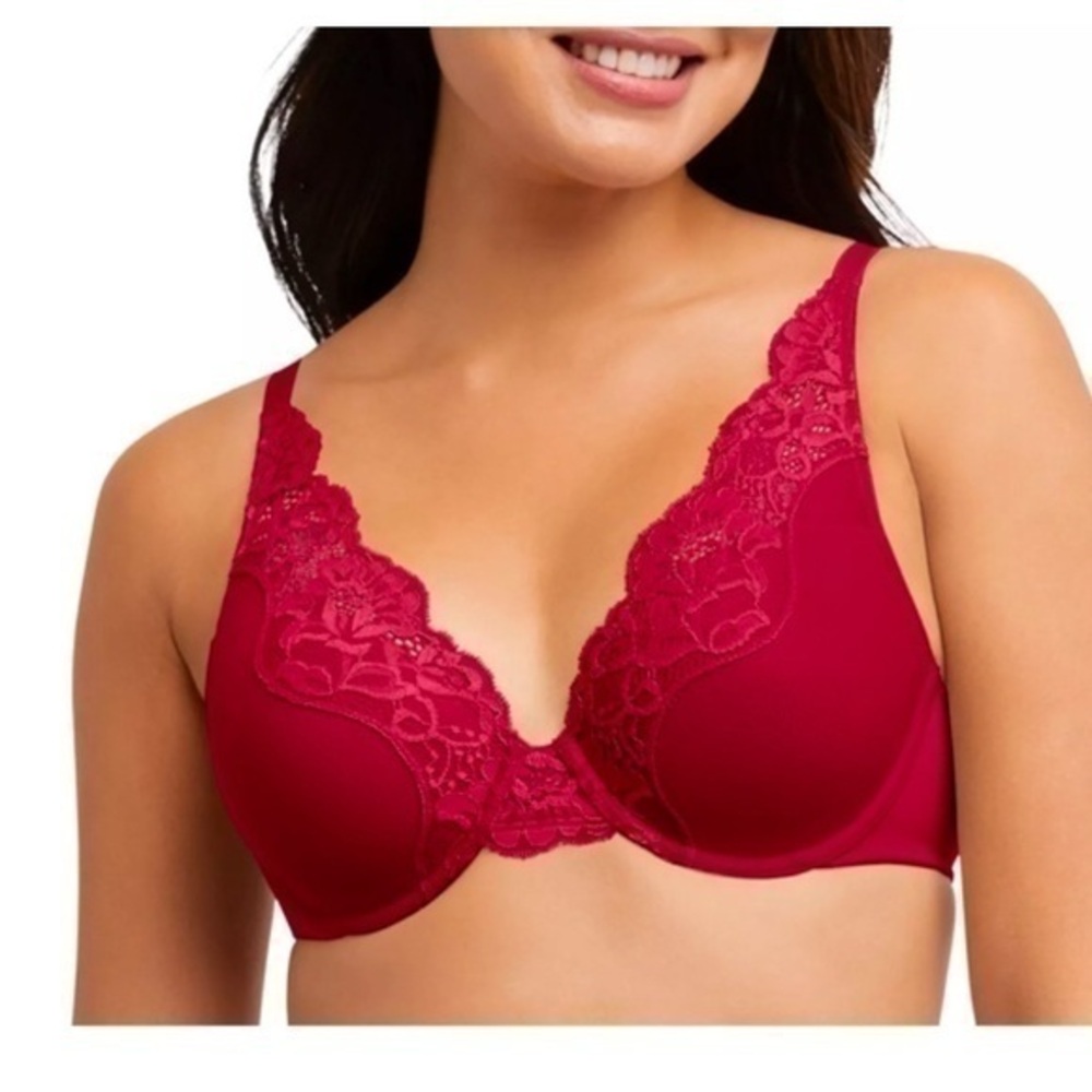 Bali Red Lace Plunge Underwire Bra
